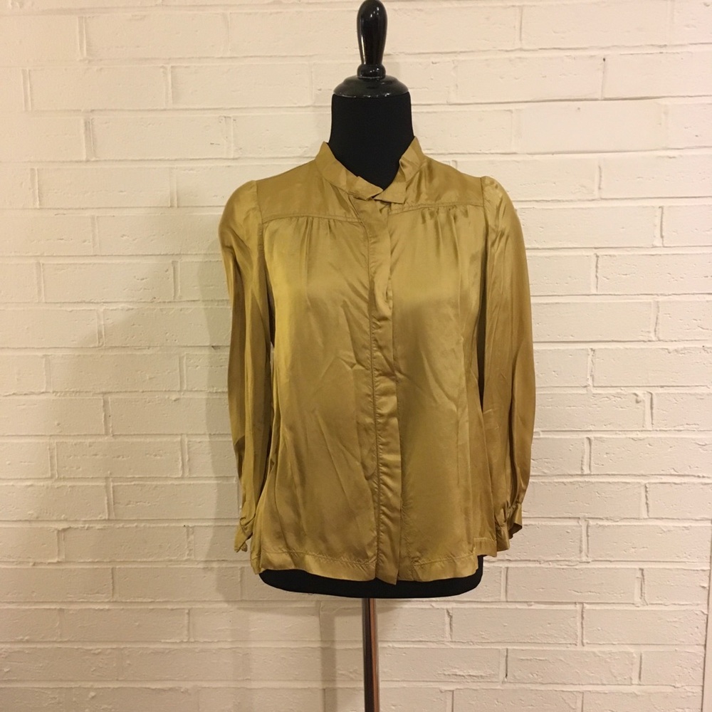 Dries Van Noten hidden Button Front Blouse 
Gold
